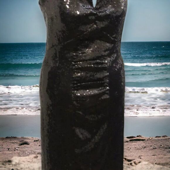 NWT Nicole Miller Black Sequin Dress - Size: 4 - Picture 3 of 4